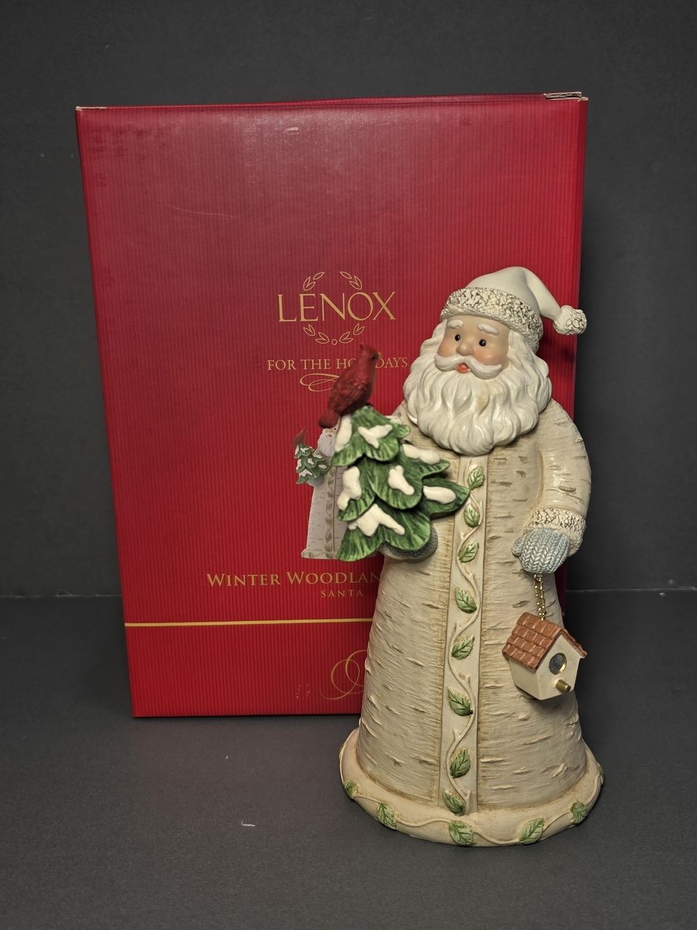 Lenox Santa Figurine WINTER WOODLAND FRIENDS Tree Cardinal Birdhouse Christmas